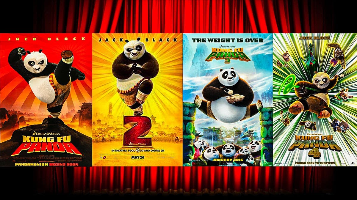 Kung Fu Panda 1-4 posters.