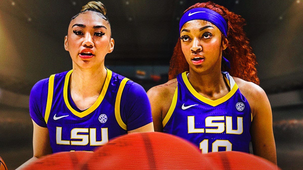 LSU women’s basketball player Angel Reese and LSU women’s basketball player Last-Tear Poa