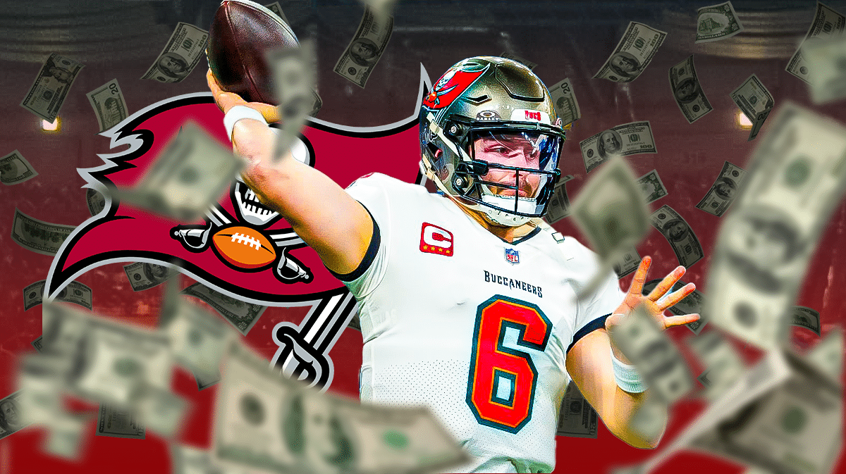Baker Mayfield surrounded by money