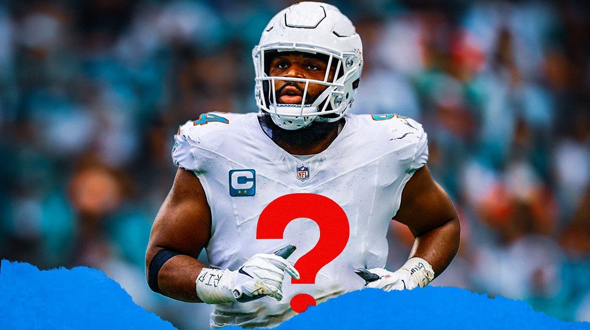 Dolphins' Christian Wilkins wearing a jersey with question mark
