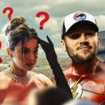 Hailee Steinfeld looking confused (with question marks around her) at Bills' Josh Allen running as The Flash