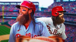 Brandon Marsh smiling in Philadelphia Phillies jersey