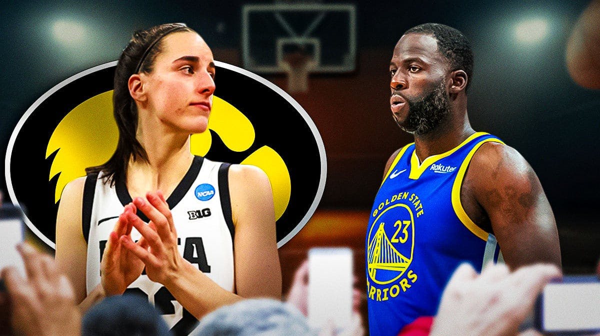 Iowa women's basketball star Caitlin Clark stands next to Draymond Green, Ice Cub, BIG3 fans stand outside