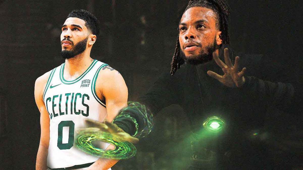 Cavs' Darius Garland as Doctor Strange with the time stone with Celtics' Jayson Tatum looking pissed