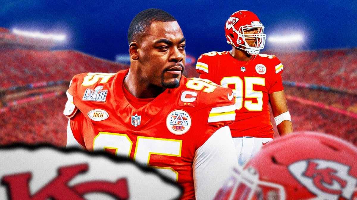 Chiefs, Chris Jones, Chris Jones Chiefs, Chris Jones free agent, NFL free agency, Chris Jones in Chiefs uni with Chiefs stadium in the background