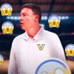 Mark Byington wearing Vanderbilt basketball gear with a bunch of shocked emojis in the background