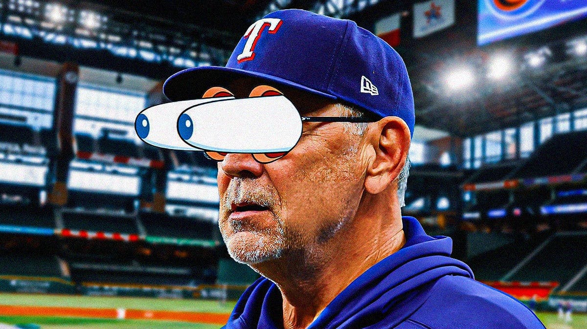 Rangers' Bruce Bochy eyes popping out at Globe Life Field.