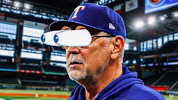 Rangers' Bruce Bochy eyes popping out at Globe Life Field.