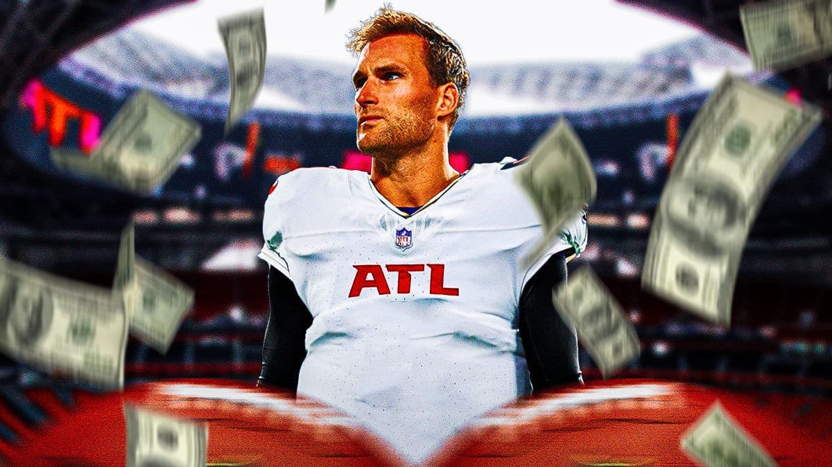 Kirk Cousins in a Falcons uniform, money flying around