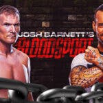 CM Punk next to Josh Barnett with the Josh Barnett’s Bloodsport logo as the background.