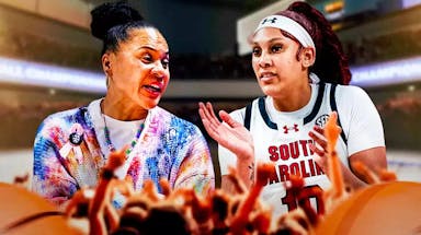 South Carolina women’s basketball coach Dawn Staley, and South Carolina women’s basketball player Kamilla Cardoso