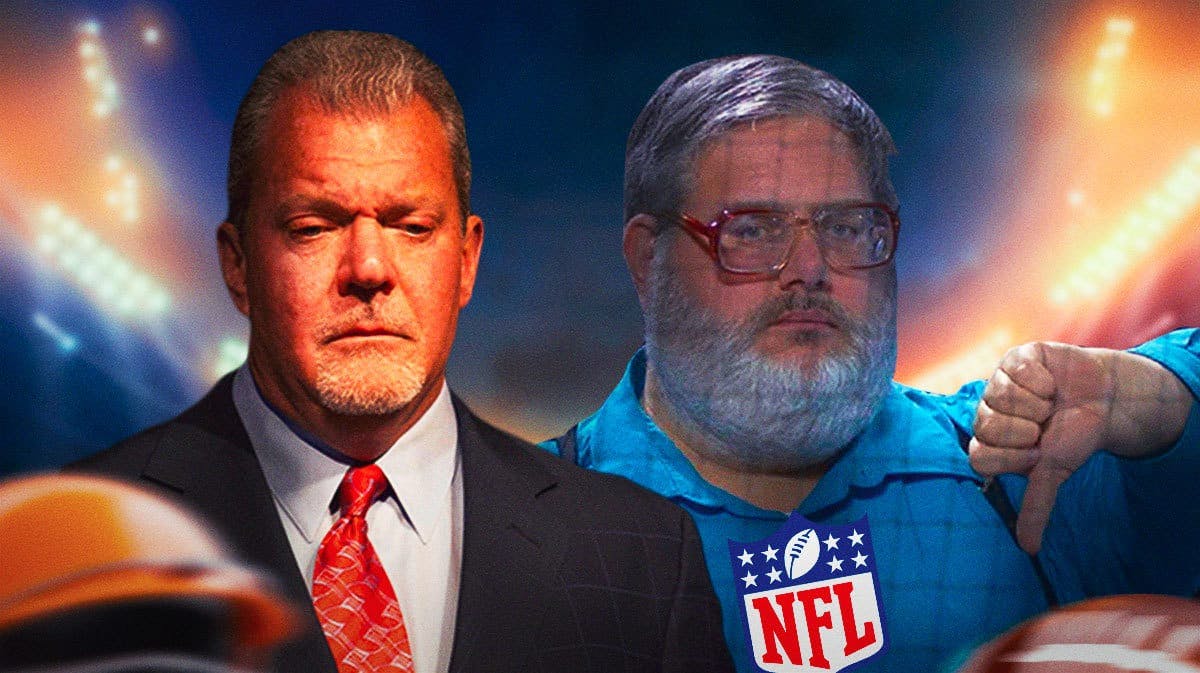 Colts' Jim Irsay next to the thumbs-down meme guy