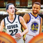 Iowa women’s basketball player Caitlin Clark and Golden State Warrior Stephen Curry