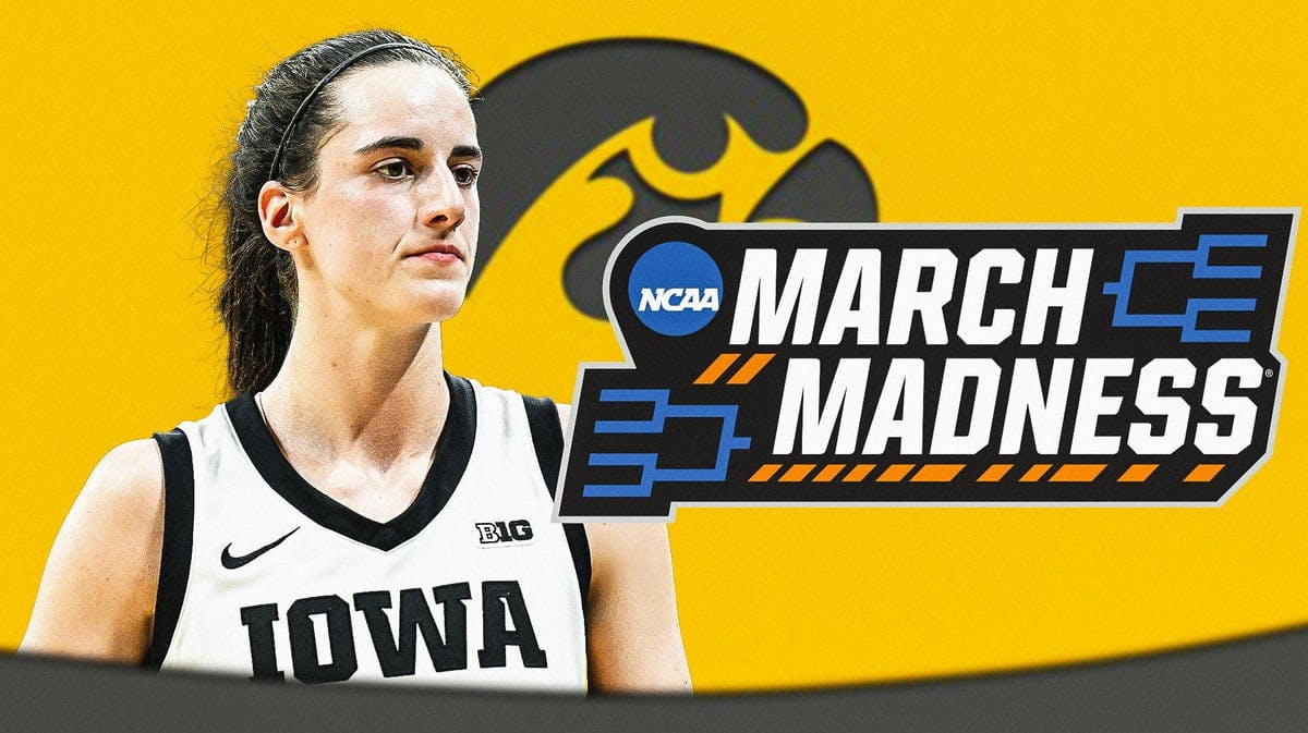 Iowa women's basketball guard Caitlin Clark stares at Holy Cross crowd in March Madness game