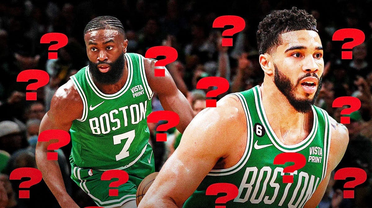 Celtics' Jaylen Brown and Jayson Tatum with question marks