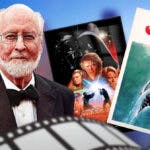 John Williams, and movie posters for some of the films he’s scored, like Star Wars and Jaws