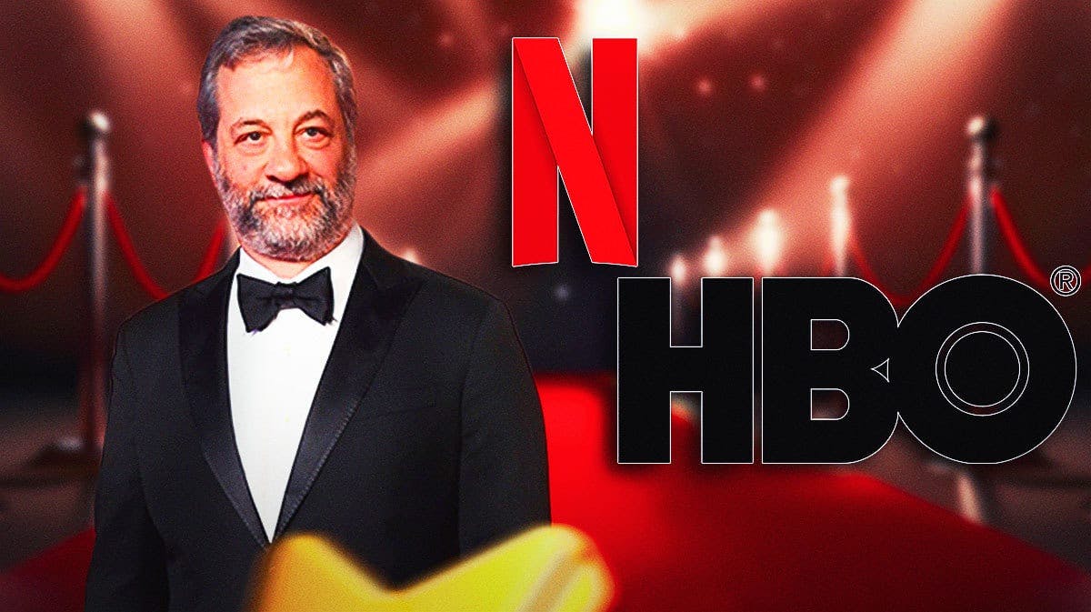 Judd Apatow with a Netflix and HBO logo.