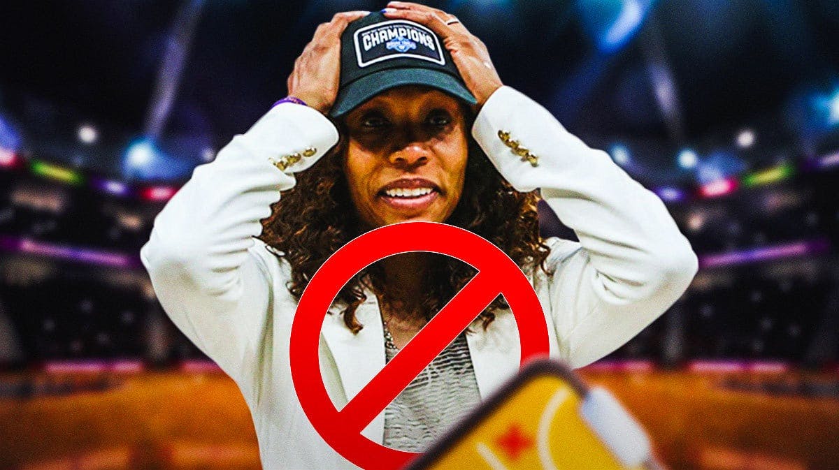 Kentucky women’s basketball coach Kyra Elzy, with the canceled symbol/circle over her