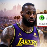 Lakers' LeBron James sad, with his Maybe It’s Me tweet beside him