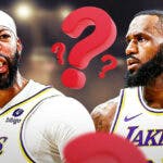 LeBron James and Anthony Davis with question marks