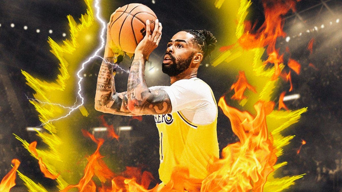 D'Angelo Russell, Los Angeles Lakers, D'LO with fire/super saiyan edit