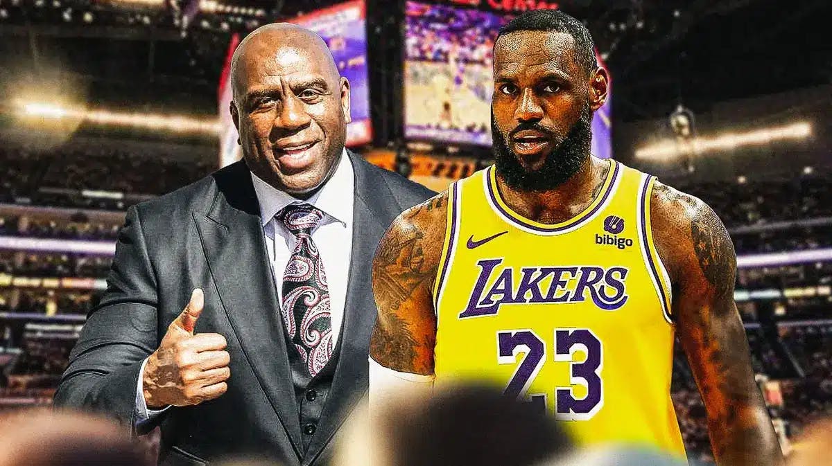 Lakers legends Magic Johnson and LeBron James 40k points