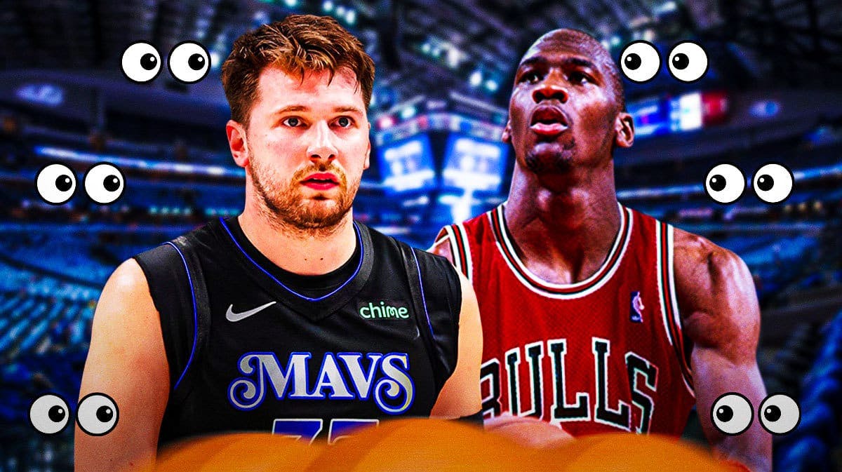 Luka Doncic, Michael Jordan in a Bulls uniform. Eyeball emojis all around