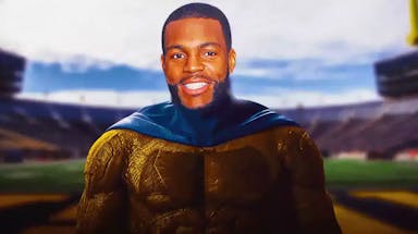 Former Michigan Wolverines wide receiver Braylon Edwards wearing a superhero outfit