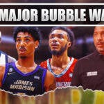 Amir Abdur-Rahim South Florida, Jaelen House New Mexico, Terrence Edwards Jr. James Madison, Graham Ike Gonzaga. Bracket in the background with “Mid-Major Bubble Watch” at the top