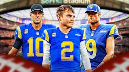 Jimmy Garoppolo, Zach Wilson and Matthew Stafford in Rams jerseys