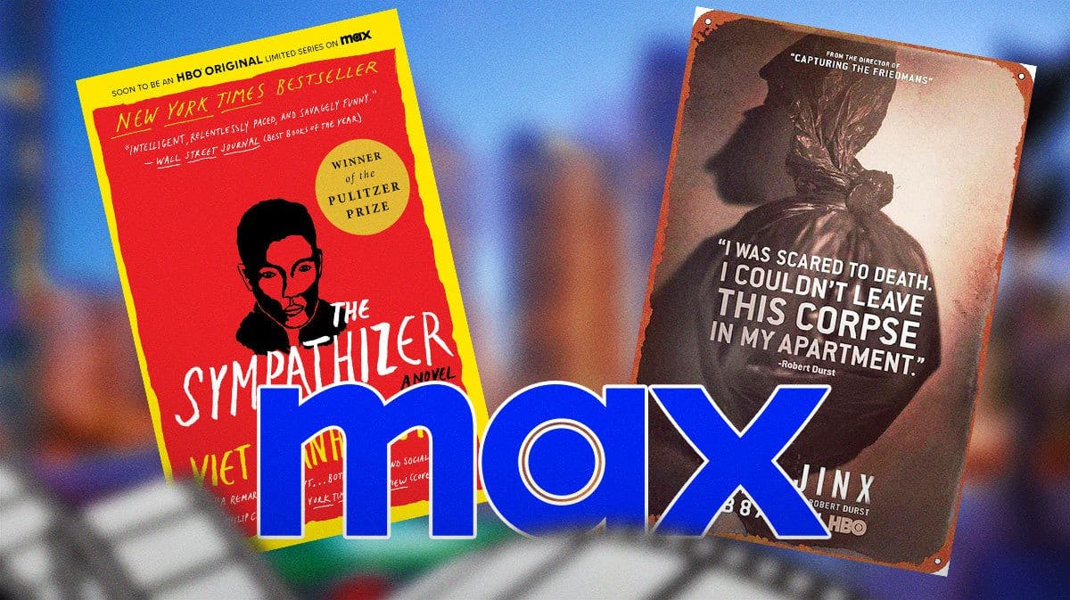 Show posters for The Sympathizer and The Jinx - Part Two, and Max logo