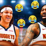 Aaron Gordon and DeAndre Jordan with a bunch of crying laughing emojis in the background