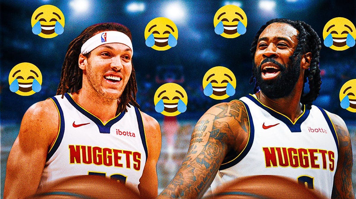 Aaron Gordon and DeAndre Jordan with a bunch of crying laughing emojis in the background