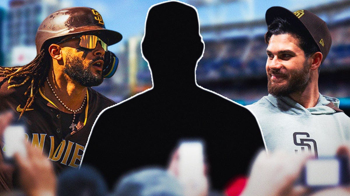 Padres' Fernando Tatis Jr. and Dylan Cease looking at a silhouette
