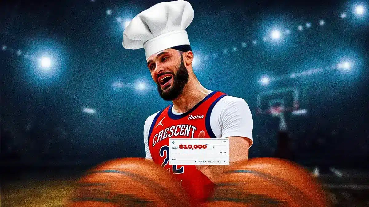 Graphic: Larry Nance Jr. with a chef hat, serving out $10,000 checks. Every student on the winning team got paid, the groups idea got $50k, and the second place team got a surprise $25,000.