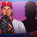 Phillies star Aaron Nola next to a silhouette