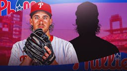 Phillies star Aaron Nola next to a silhouette