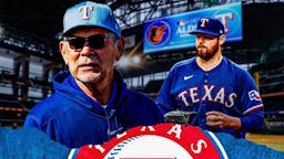 Texas Rangers Bruce Bochy and Jordan Montgomery