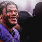 Ravens' Lamar Jackson looking at a silhouette