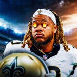 Chase Young in a Saints uniform with fire in his eyes.
