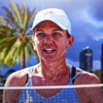 Women’s tennis player Simona Halep, with Miami, Florida in th background