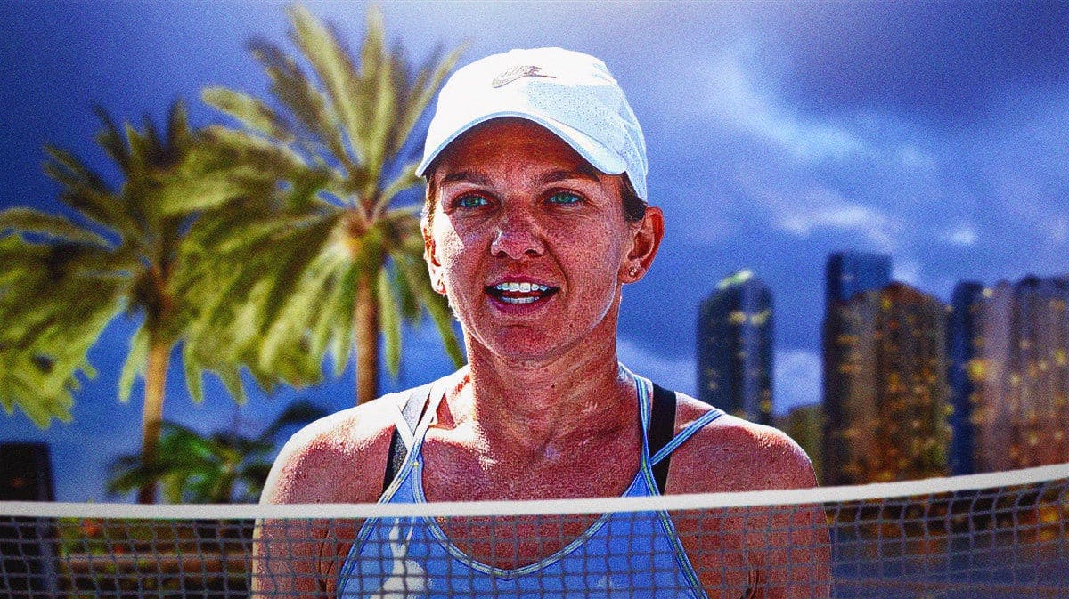 Women’s tennis player Simona Halep, with Miami, Florida in th background