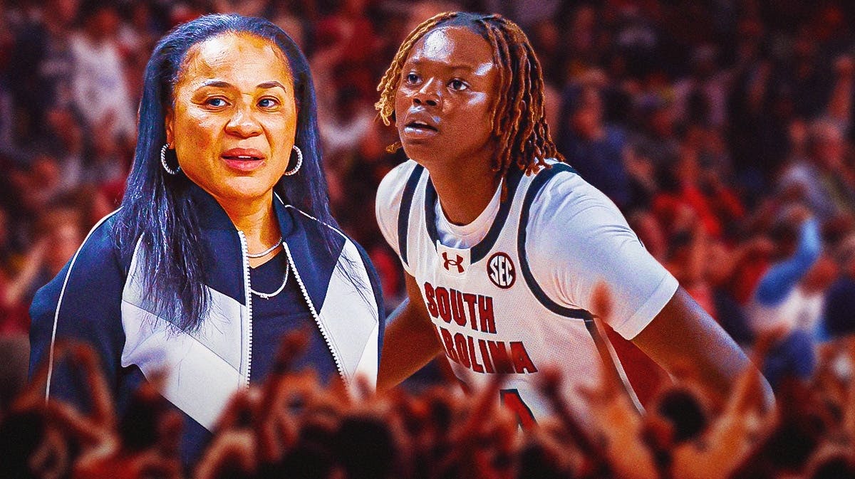 South Carolina women’s basketball coach Dawn Staley, and South Carolina women’s basketball player Sahnya Jah