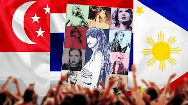 Images of Taylor Swift alongside flags of Southeast Asian countries