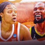 Texas Aaliyah Moore with Kevin Durant amid March Madness win over Alabama