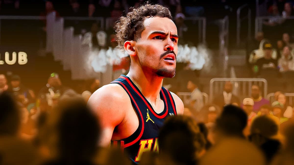 Trae Young red in the face with steam coming out of his ears.