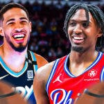 Pacers' Tyrese Haliburton and 76ers' Tyrese Maxey