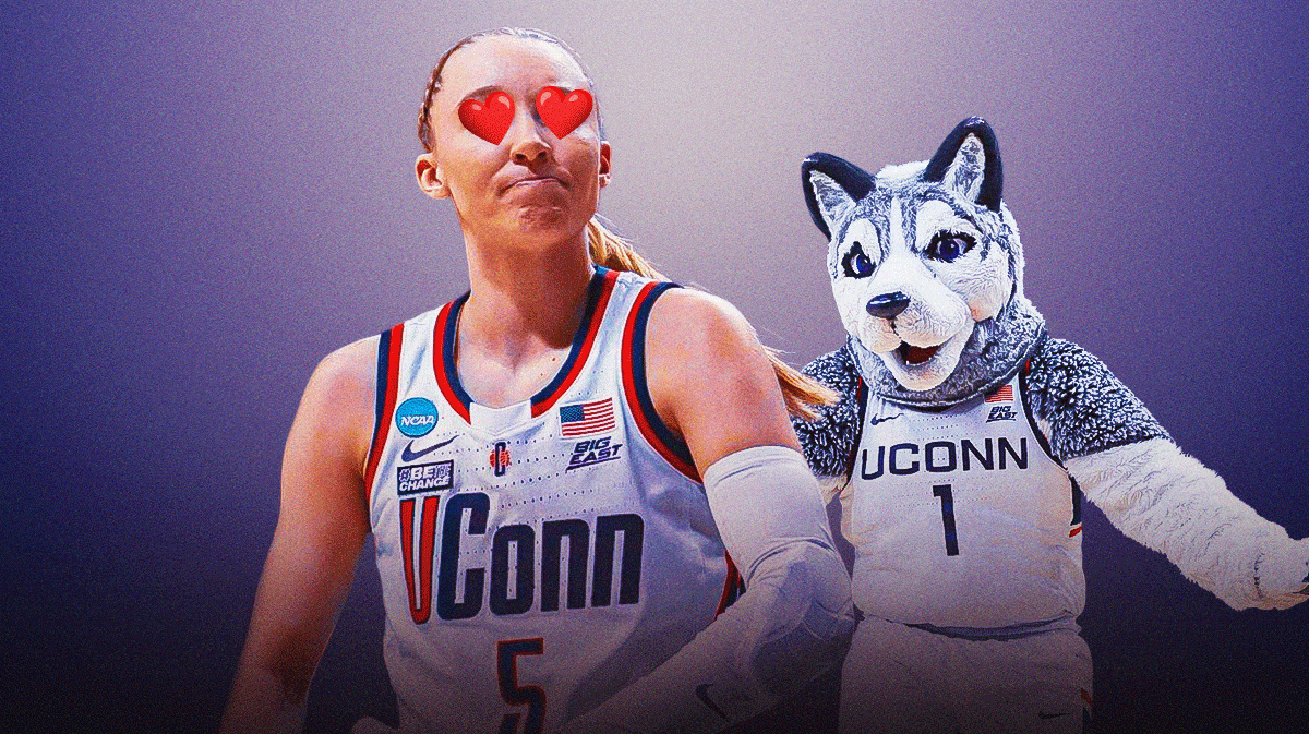 Paige Bueckers of UConn women's basketball celebrating