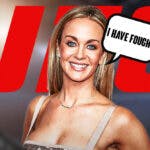 Laura Sanko saying: “I have fought” in front of the UFC logo