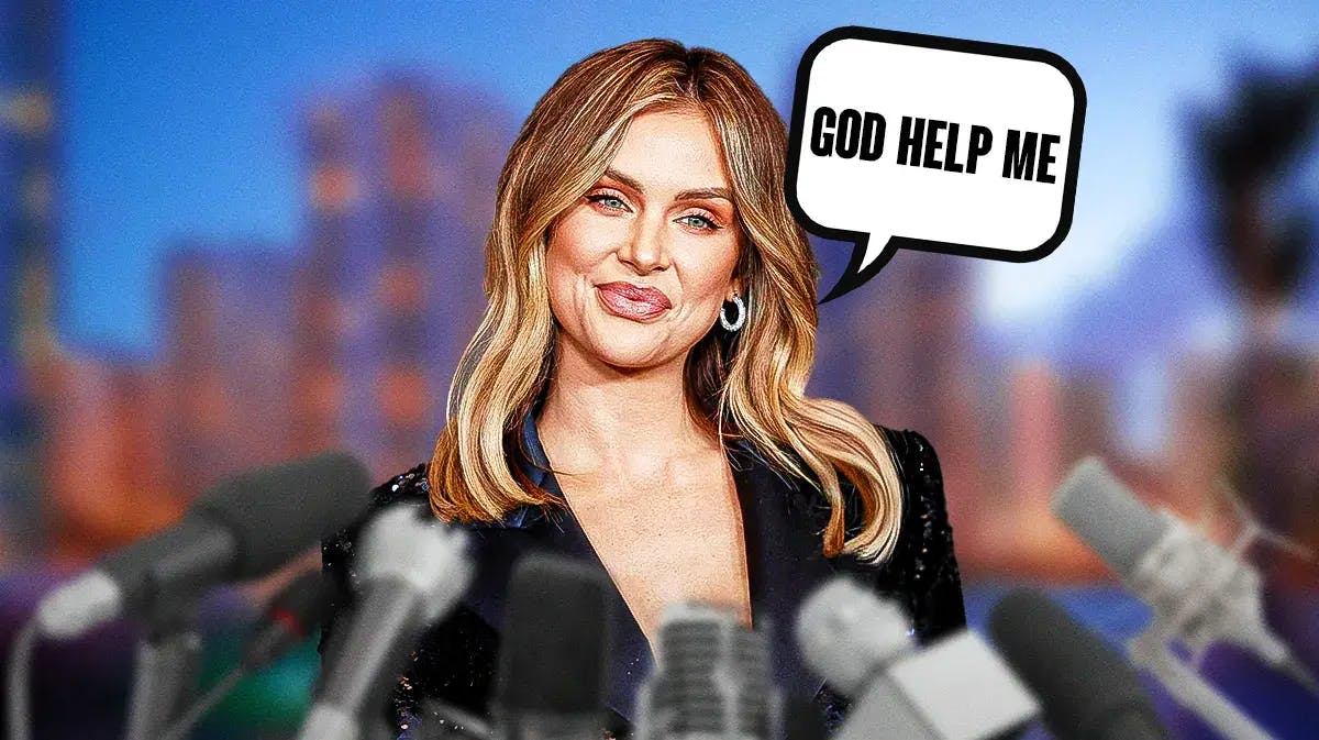 Lala Kent with a caption that reads, "God help me."